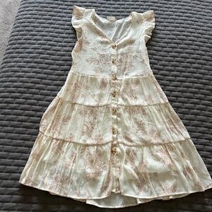 Altar'd State | Cream & Brown Floral Sundress- Size M